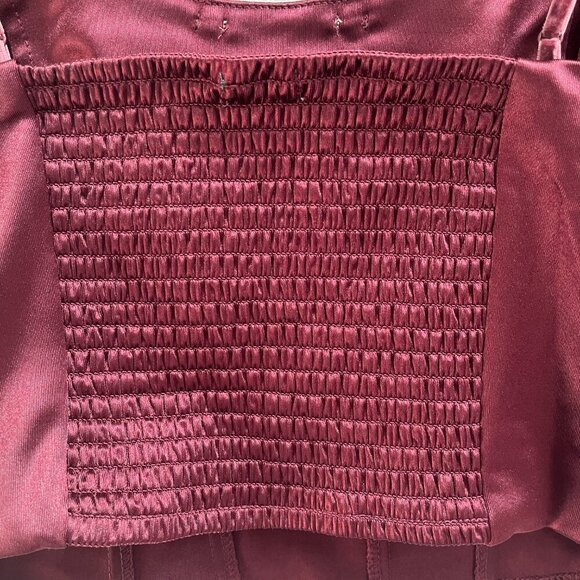 Wild Fable Satin Rosette Corset Top Velvet Burgundy Ruched Adjustable Large - Picture 5 of 7